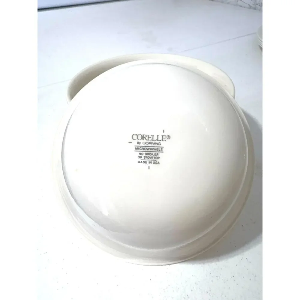 Set of 6 vintage Corelle plain ivory (antique white) cereal bowls